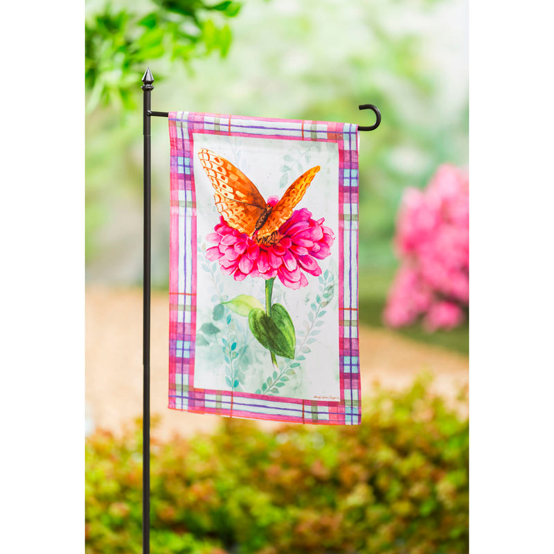 Butterfly and Plaid Garden Satin Flag,14a10261