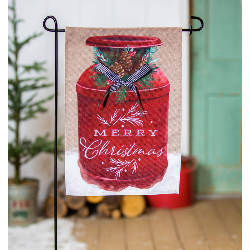 Merry Christmas Milk Can Garden Burlap Flag,14b10047