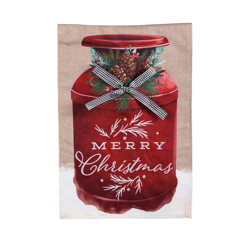 Merry Christmas Milk Can Garden Burlap Flag,14b10047