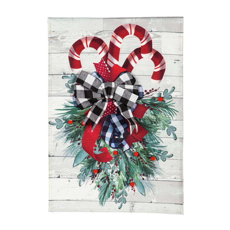 Candy Cane Swag Garden Burlap Flag,14b10090