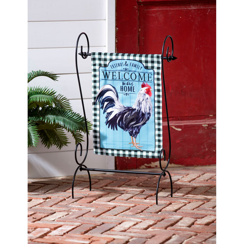 Black and White Rooster Garden Burlap Flag,14b10353