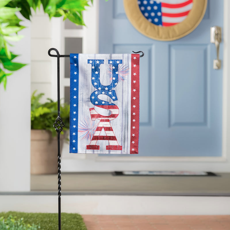 USA Fireworks Garden Burlap Flag,14b10379