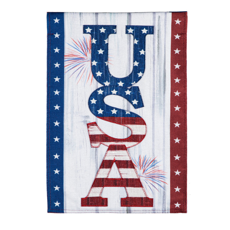 USA Fireworks Garden Burlap Flag,14b10379