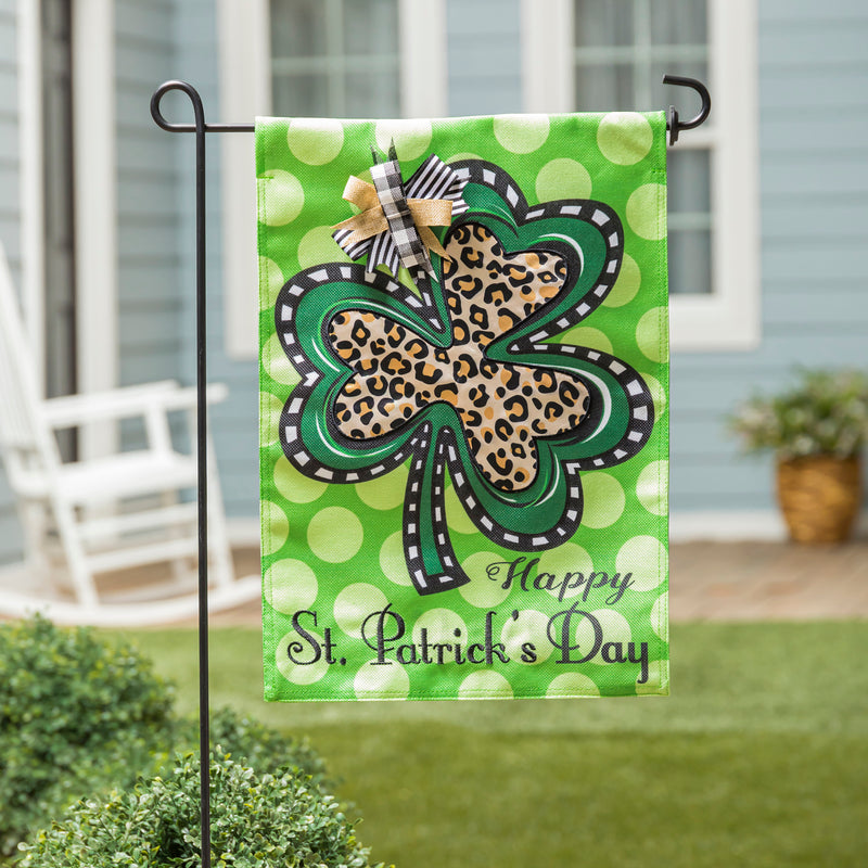 Animal Print Shamrock Garden Burlap Flag,14b10708