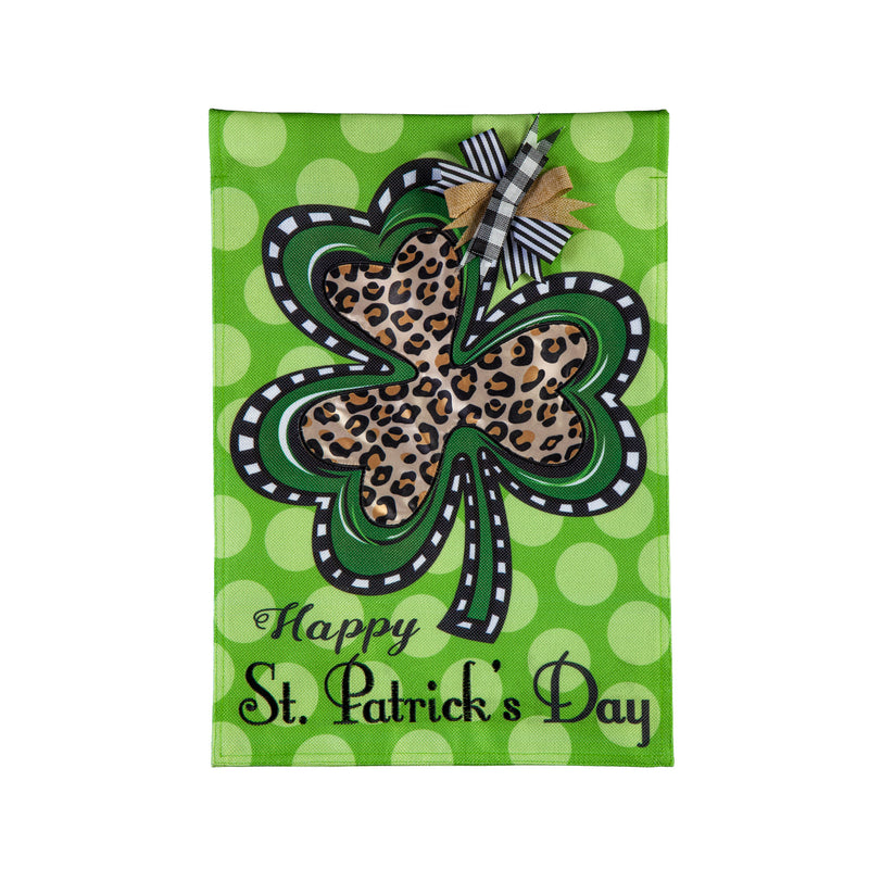 Animal Print Shamrock Garden Burlap Flag,14b10708