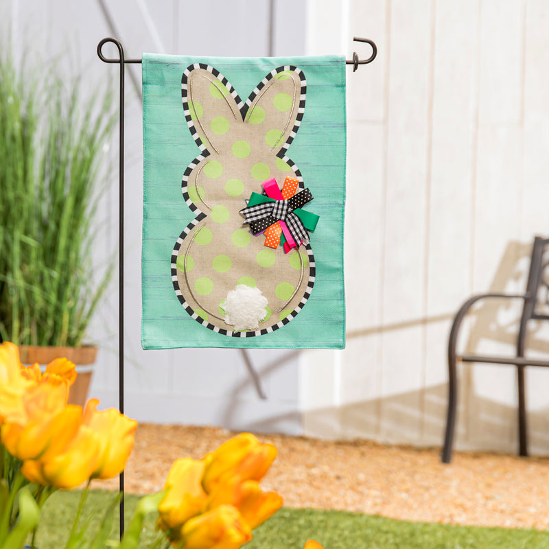 Polka Dot Bunny Garden Burlap Flag,14b10736