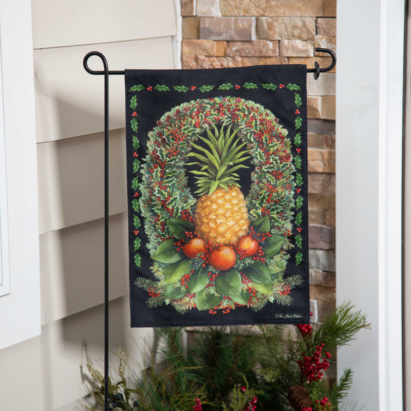 Christmas Pineapple Wreath Burlap Garden Flag,14b10824