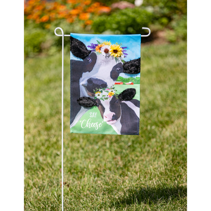 Say Cheese Cows Garden Burlap Flag,14b10936