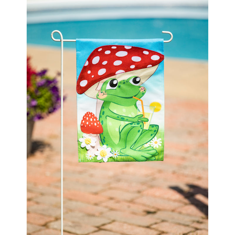 Frog Under Mushroom Garden Burlap Flag,14b10958