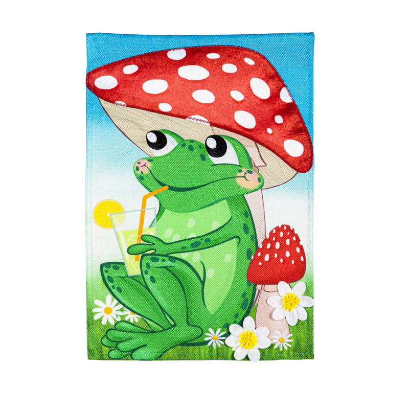 Frog Under Mushroom Garden Burlap Flag,14b10958