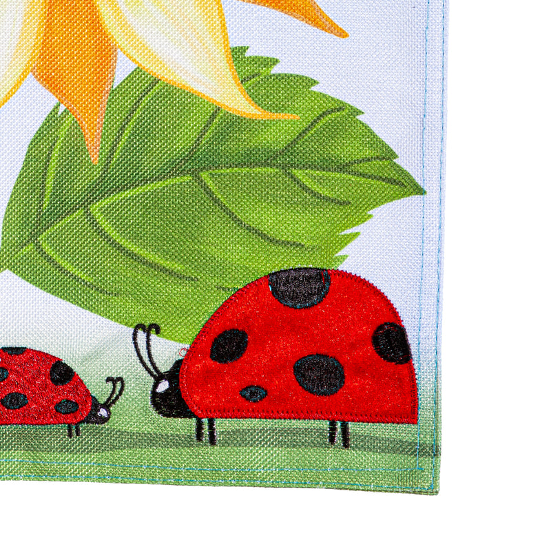 Sunflower & Ladybug Burlap Garden Flag,14b11440