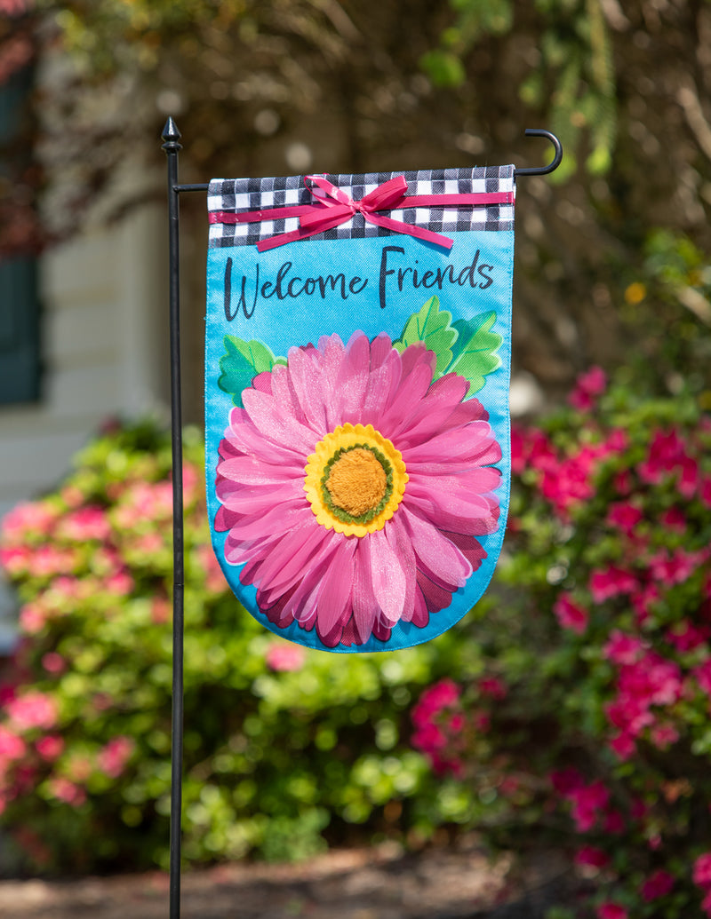 Welcome Friends Daisy Burlap Garden Flag,14b11783