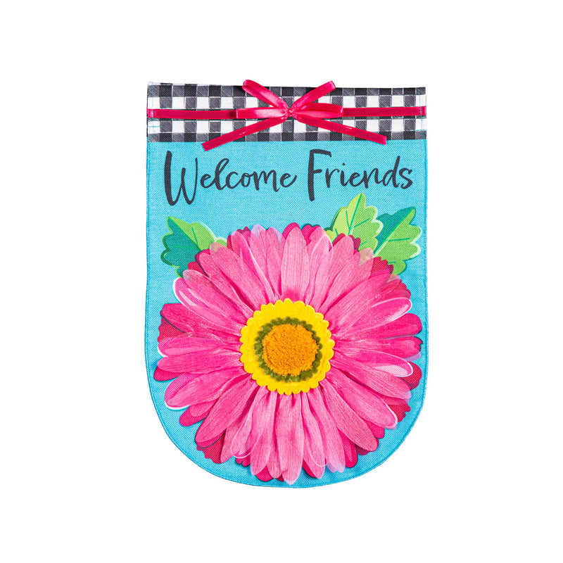 Welcome Friends Daisy Burlap Garden Flag,14b11783