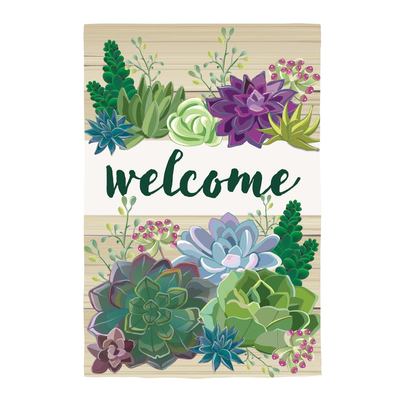 Succulent Burlap Garden Flag,14b11917