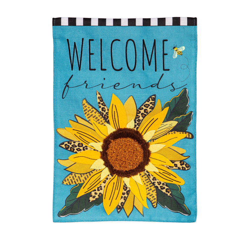 Welcome Friends Leopard Sunflower Burlap Garden Flag,14b11977