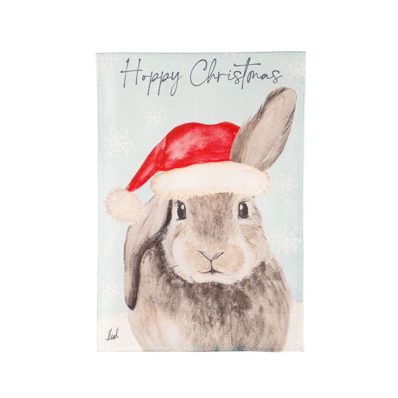 Merry Christmas Bunny Burlap Garden Flag,14b12440