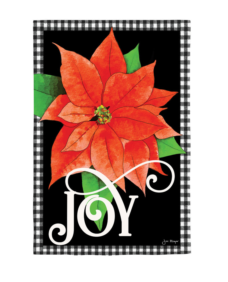 Joy Poinsettia Burlap Garden Flag,14b12444