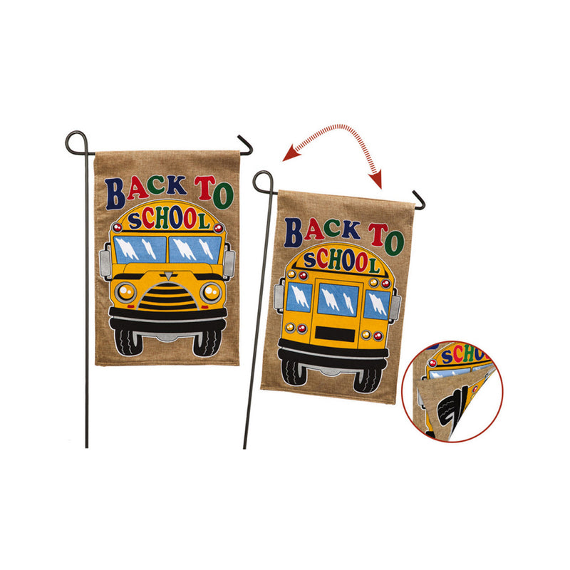 Back to School Bus Garden Burlap Flag,14b3430fb