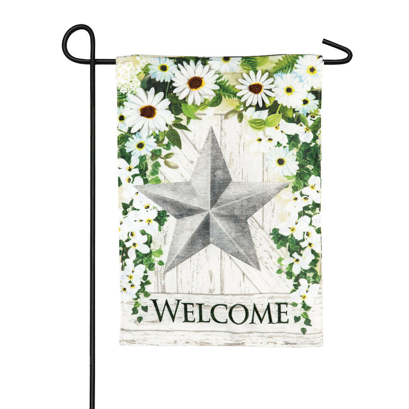 Galvanized Star Garden Burlap Flag,14b8991