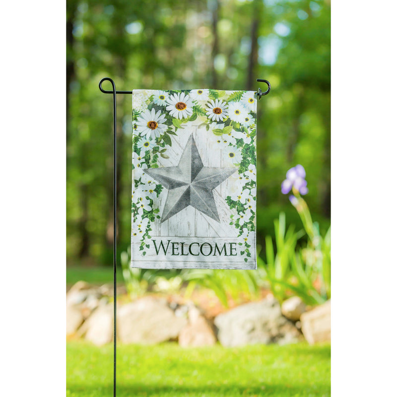 Galvanized Star Garden Burlap Flag,14b8991