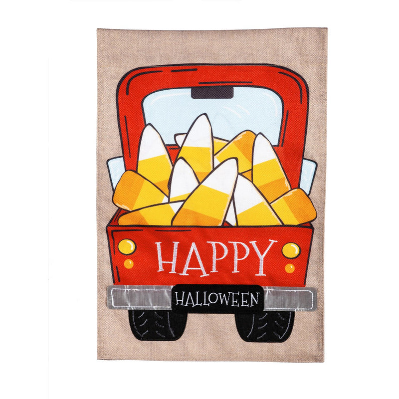 Candy Corn Truck Garden Burlap Flag,14b9929