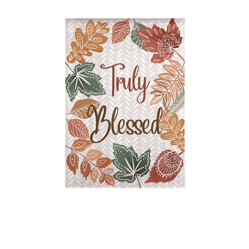 Blessed Leaves Garden Burlap Flag,14b9971