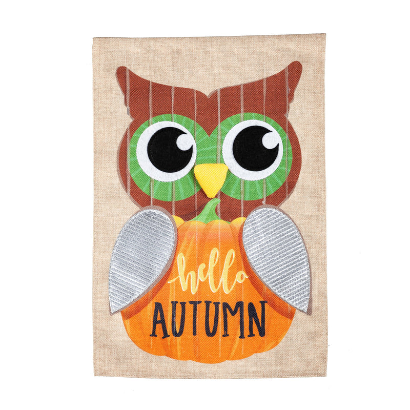 Wood Plank Owl Garden Burlap Flag,14b9976