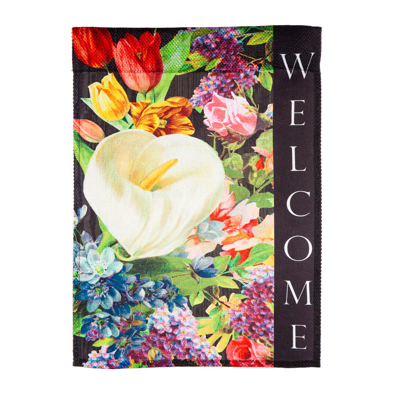 Welcome Vintage Botanical Garden Textured Suede Flag,14es10293