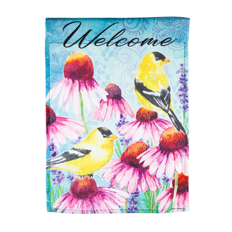 Bright Flowers and Finches Garden Textured Suede Flag,14es10336