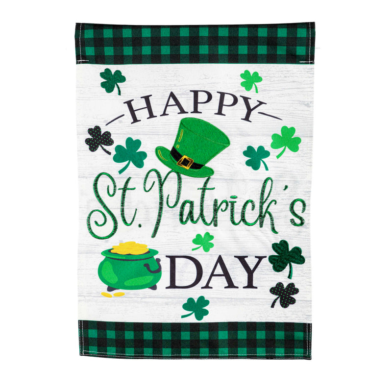 St. Patricks Pot of Gold Garden Linen Flag,14l10147