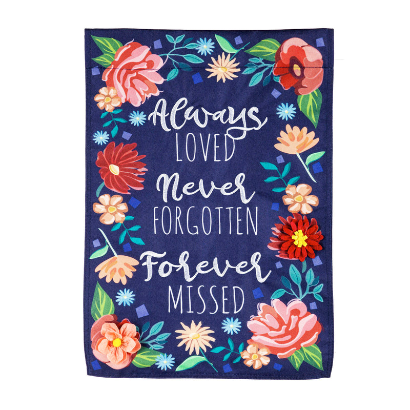 Always Loved Forever Missed Garden Linen Flag,14l10157