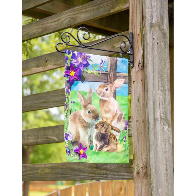 Bunny Trio Garden Linen Flag,14l10324