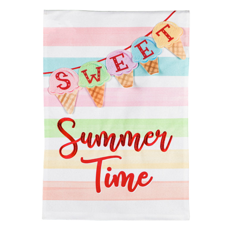 Sweet Summertime Icecream Garden Linen Flag,14l10398