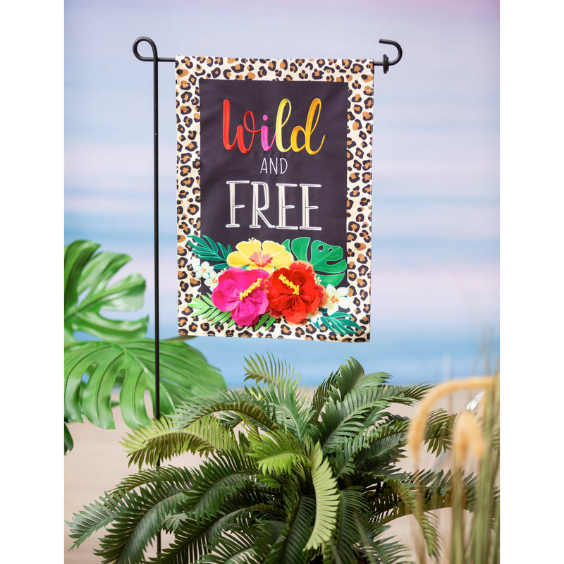 Wild and Free Garden Linen Flag,14l10417