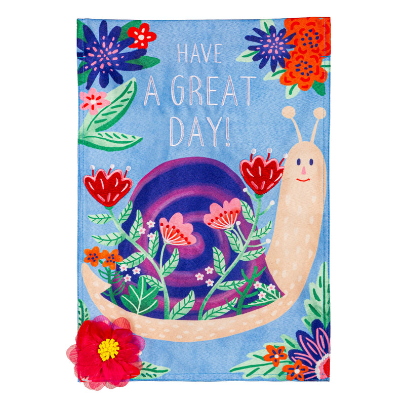 Great Day Snail Linen Garden Flag,14l10945