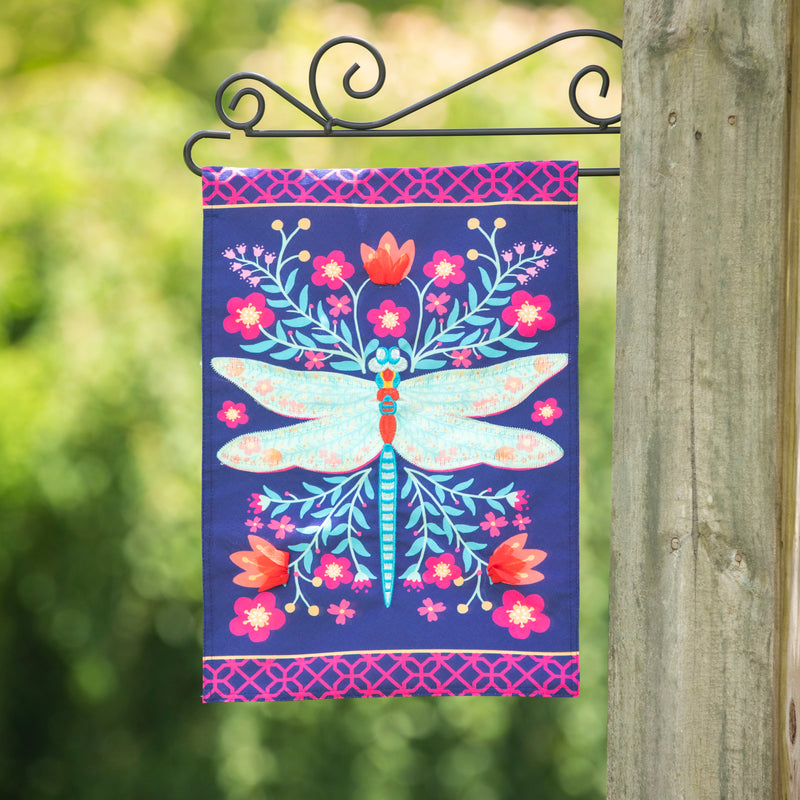 Patterned Dragonfly Garden Linen Flag,14l10946