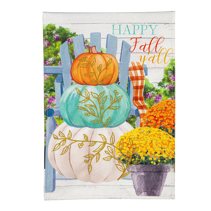 Happy Fall Stacked Pumpkins Garden Linen Flag,14l11137