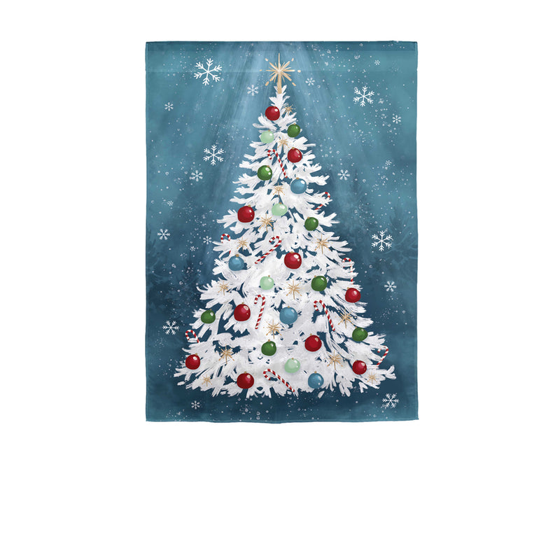 White Christmas Tree Linen Garden Flag,14l11330