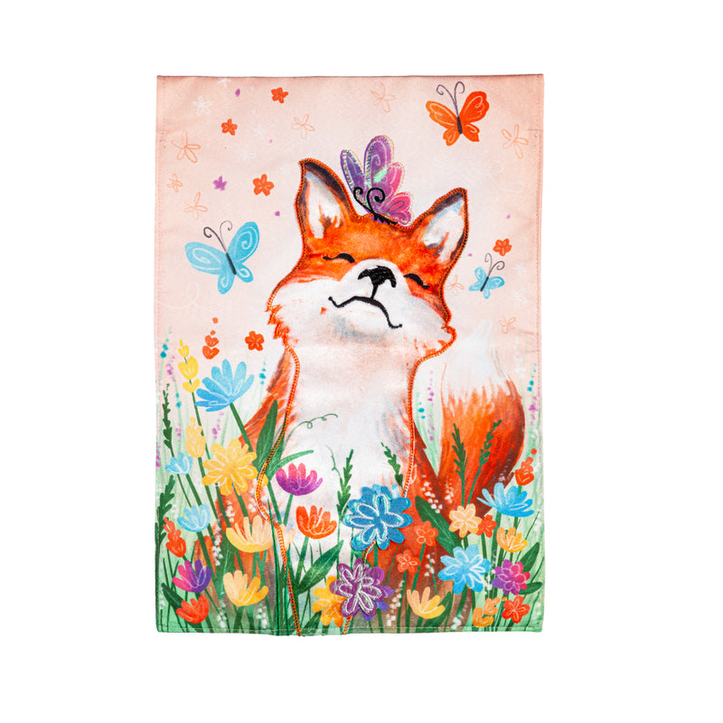 Fox and Wildflowers Linen Garden Flag,14l11494