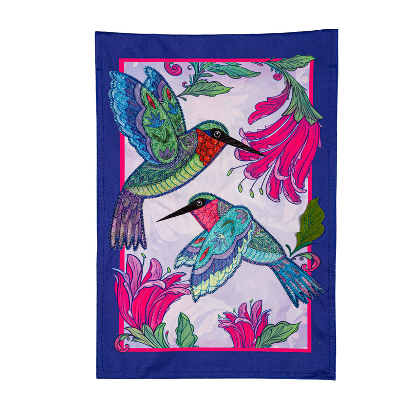 Colorful Hummingbird Linen Garden Flag,14l11786