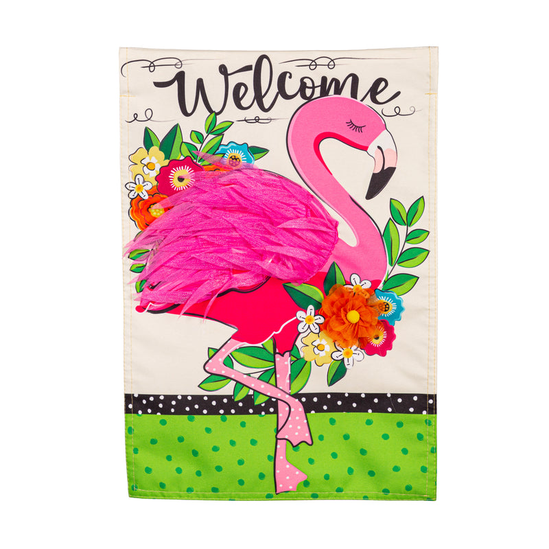 Floral Flamingo Welcome Linen Garden Flag,14l11799