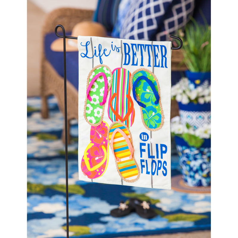 Life Is Better In Flip Flops Garden Linen Flag,14l4825