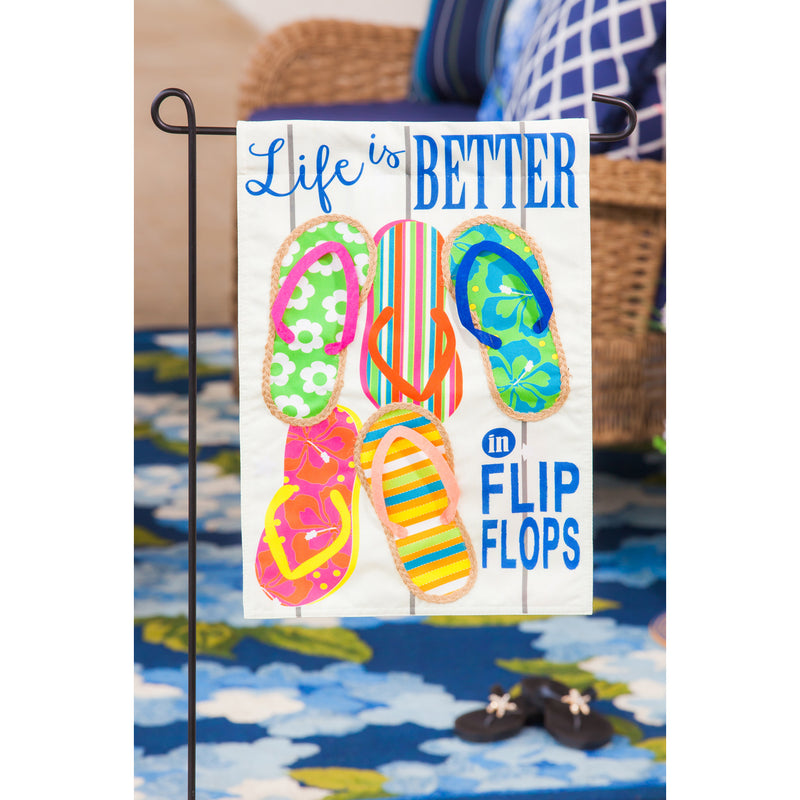 Life Is Better In Flip Flops Garden Linen Flag,14l4825