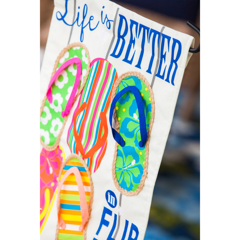 Life Is Better In Flip Flops Garden Linen Flag,14l4825