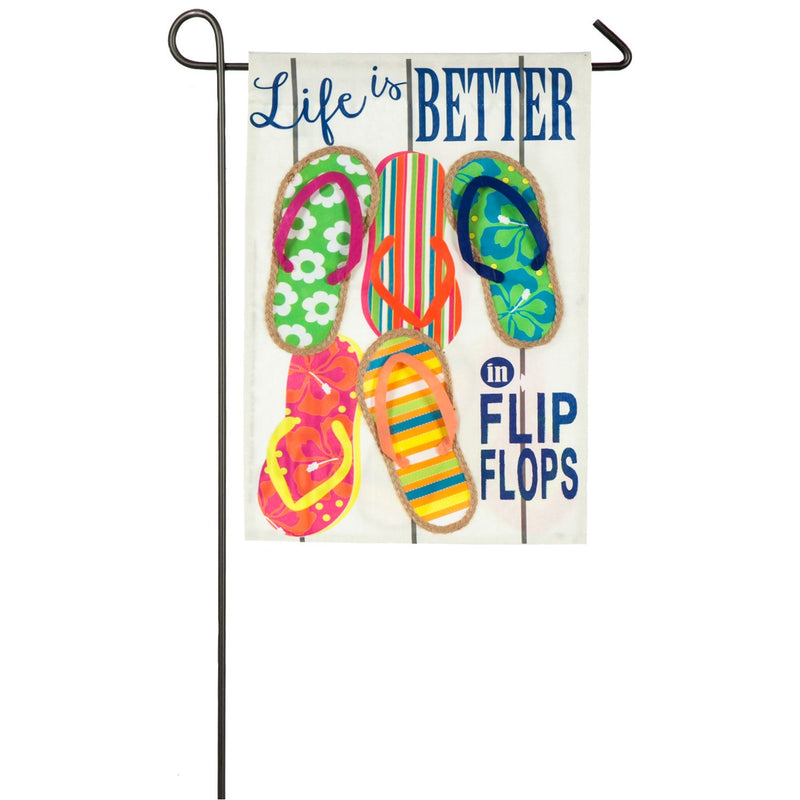 Life Is Better In Flip Flops Garden Linen Flag,14l4825