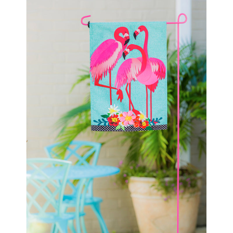 Flamingo Garden Garden Linen Flag,14l8502bl