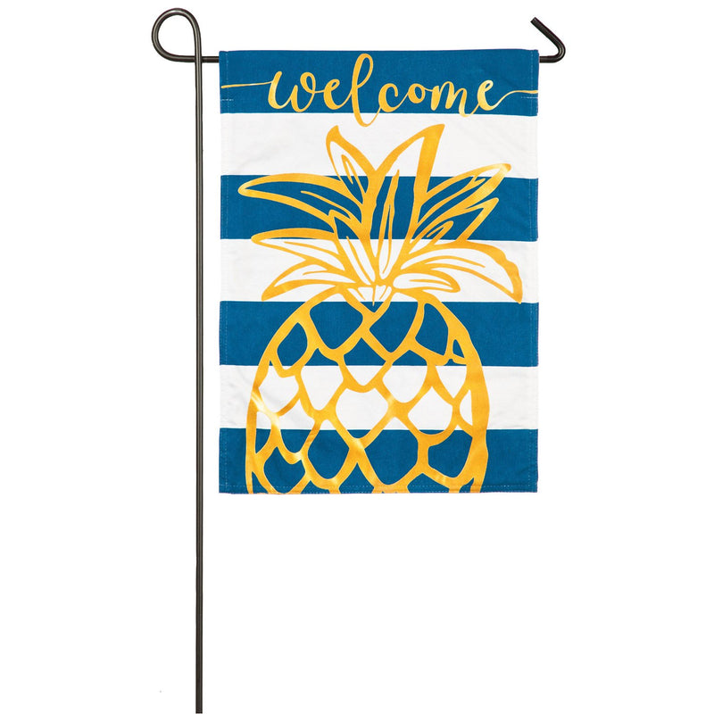 Pineapple Stripe Garden Linen Flag,14l8524bl