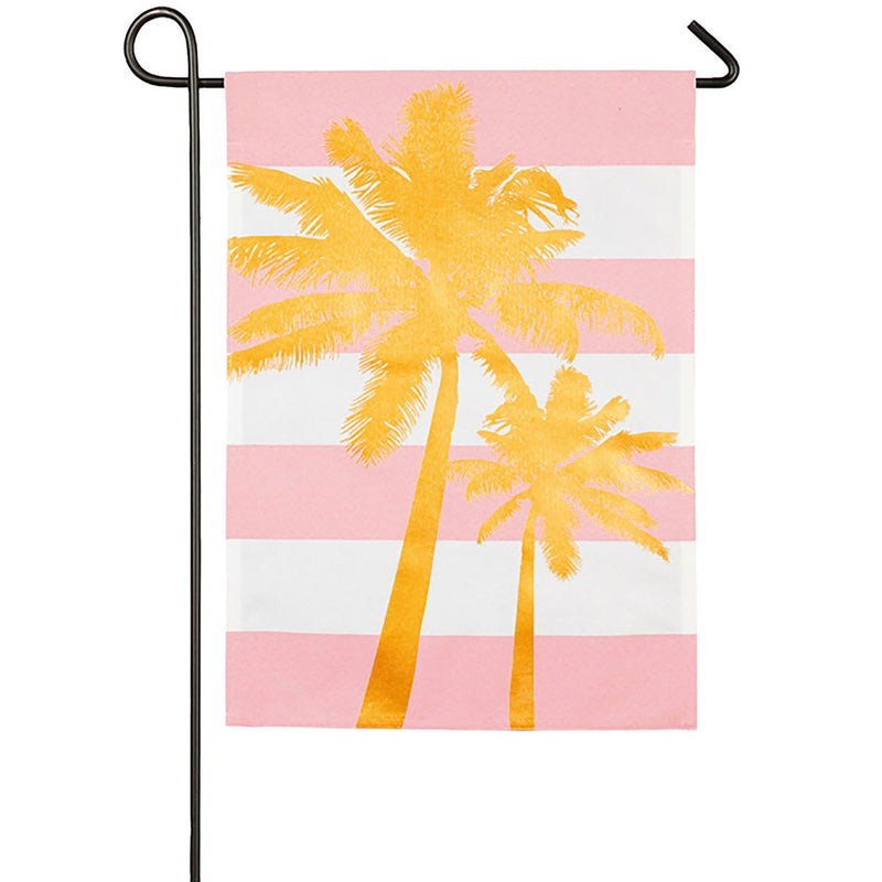 Palm Tree Stripe Garden Linen Flag,14l8525bl