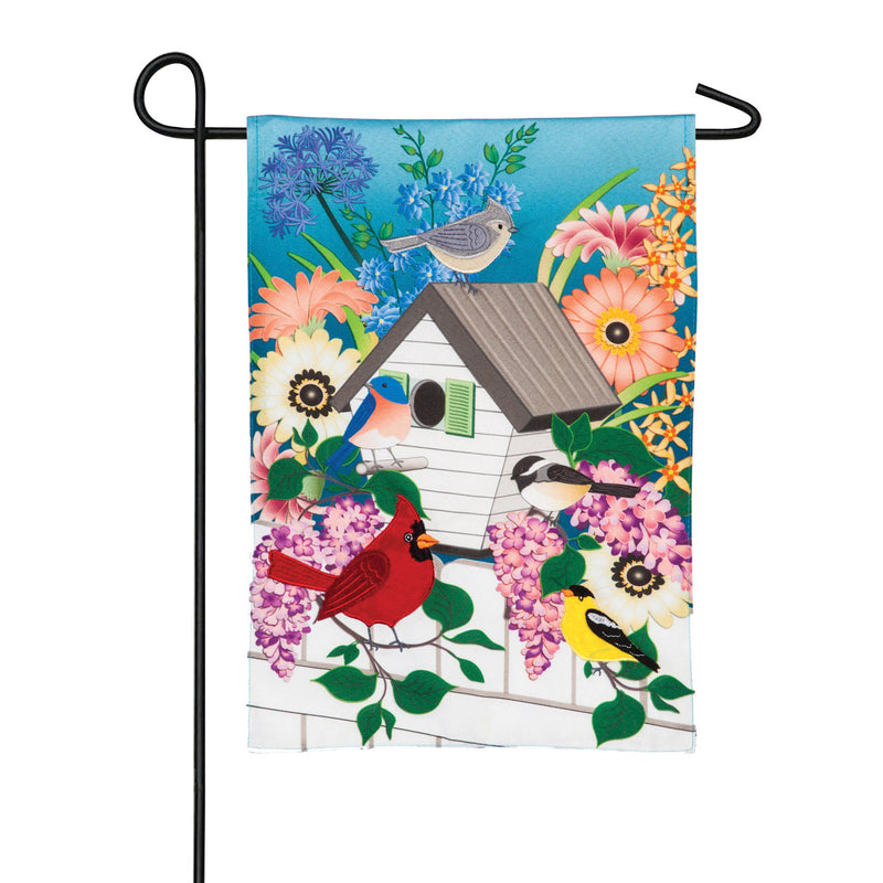 Song Bird Floral Garden Linen Flag,14l8927