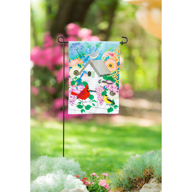 Song Bird Floral Garden Linen Flag,14l8927